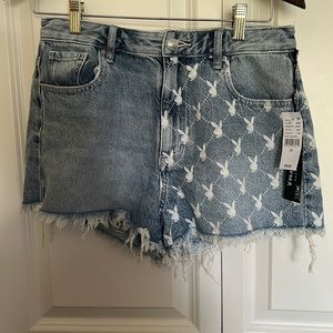 PacSun Playboy Half Denim Jean Shorts size 28 NWT